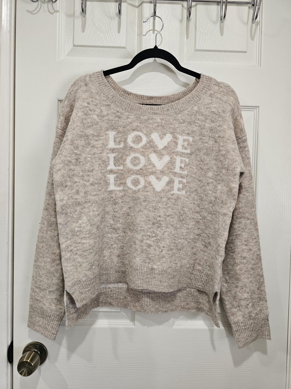 V. Holland Women's Cream 'LOVE' Crewneck Sweater